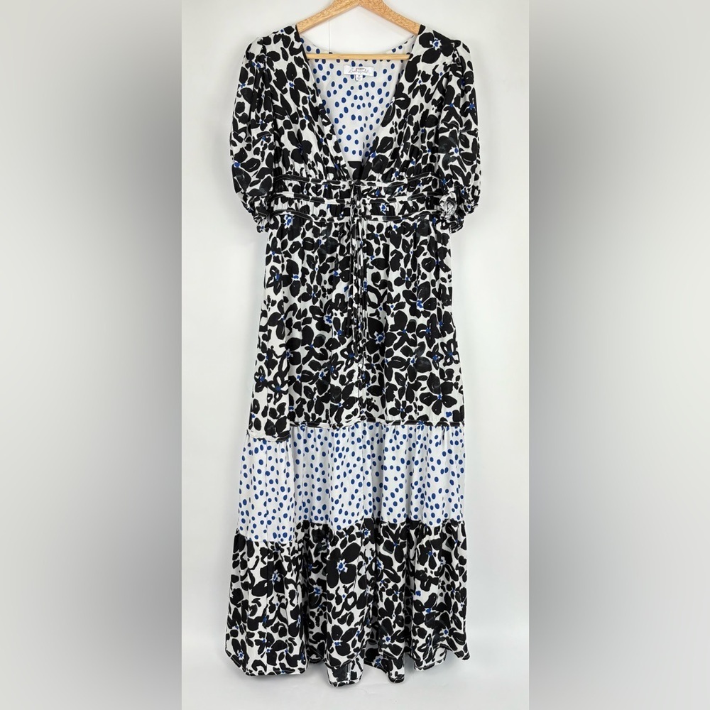 Love, Whit By Whitney Port Black & White Floral Puff Sleeve Dress - Picture 3 of 7